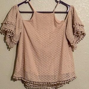 Elegant Dusty Pink Crochet Women's Top